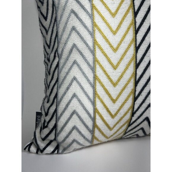 Set Of 2 Decorative Throw Pillow Cases Woven Canvas Quality Yellow Grey White - Picture 8 of 11